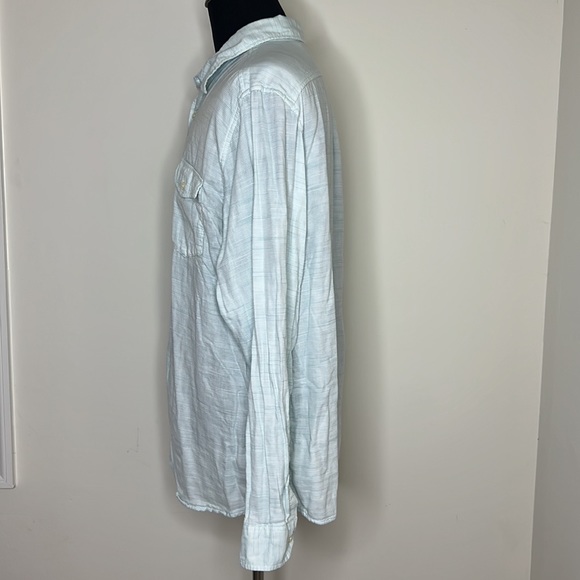 GOODFELLOW & CO. Mint Green White Stripe Casual Button-Down Shirt XXL - Picture 5 of 6